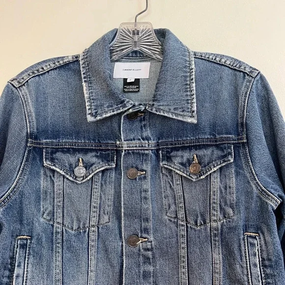 Current Elliot The Baby Trucker Blue Designer Classic Casual Denim Jean Jacket M - Picture 8 of 11